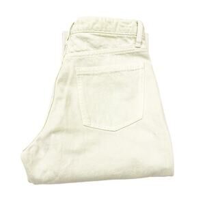 Zara Light Green High Rise Button Down Straight Leg Split Hem Denim Jeans Size 6